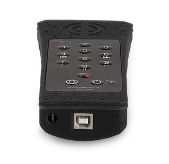 Áudio-guia modelo AV120: botões e porta USB